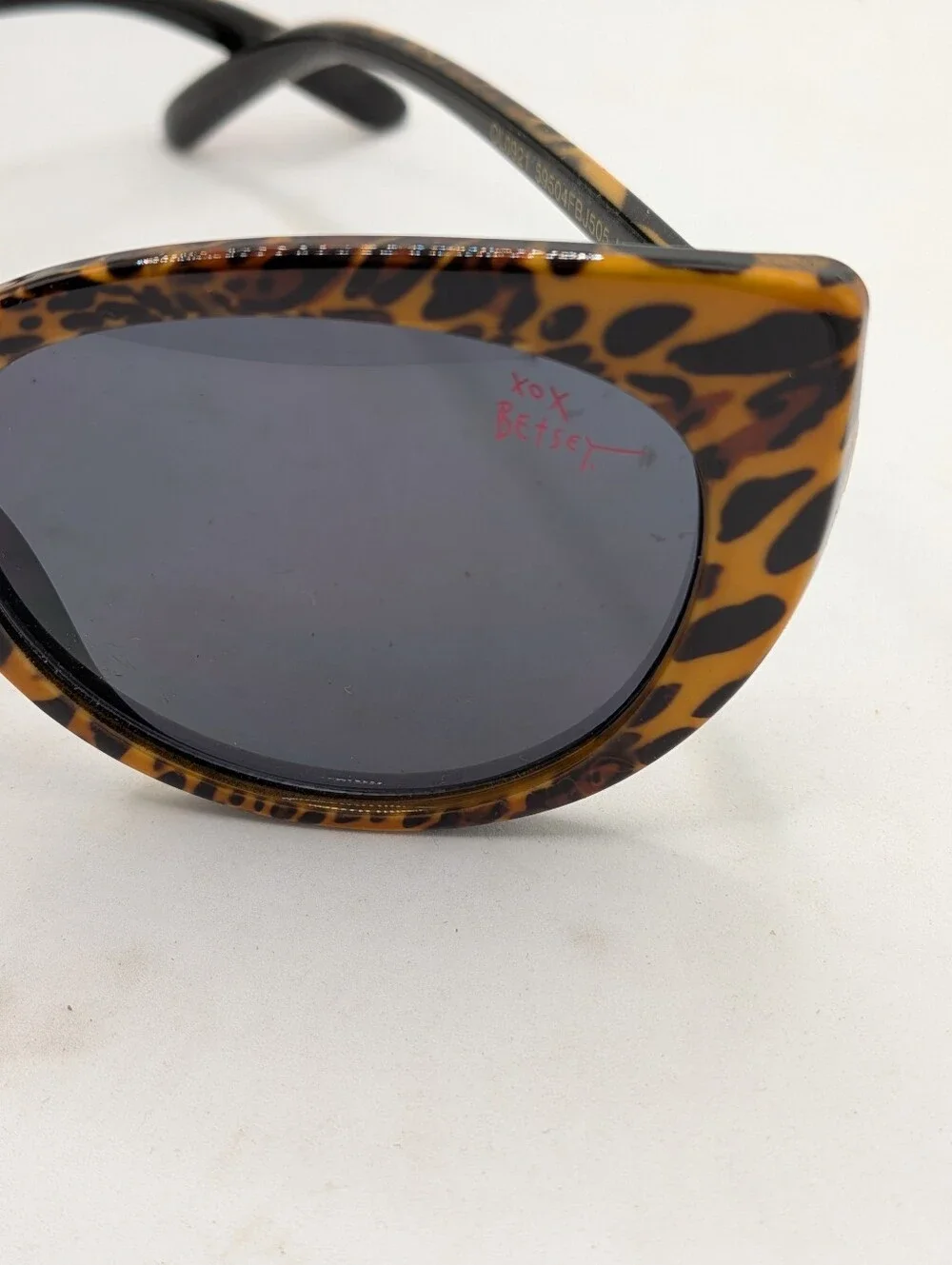 Betsey Johnson Leopard Print Cat Eye Sunglasses - Black Lenses